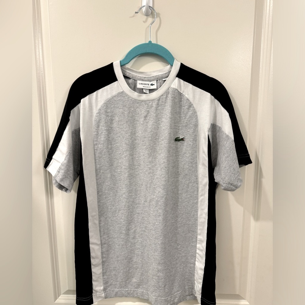 Lacoste Gray and Black Short Sleeve Tee